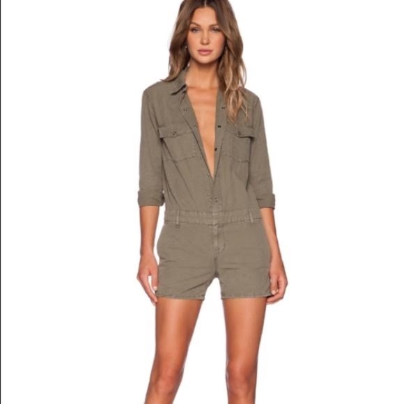 J BRAND AVERY UTILITY MILITARY GREEN ROMPER - Picture 2 of 11